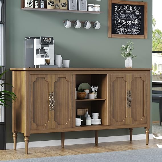 Vintage Buffet Sideboard Cabinet with 4 Doors 59 Inch