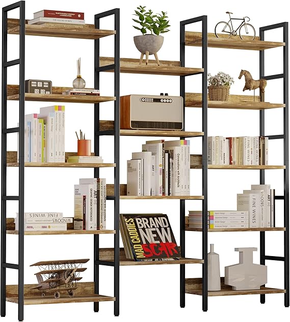 Triple Wide Industrial Bookshelf 5-Tier Storage