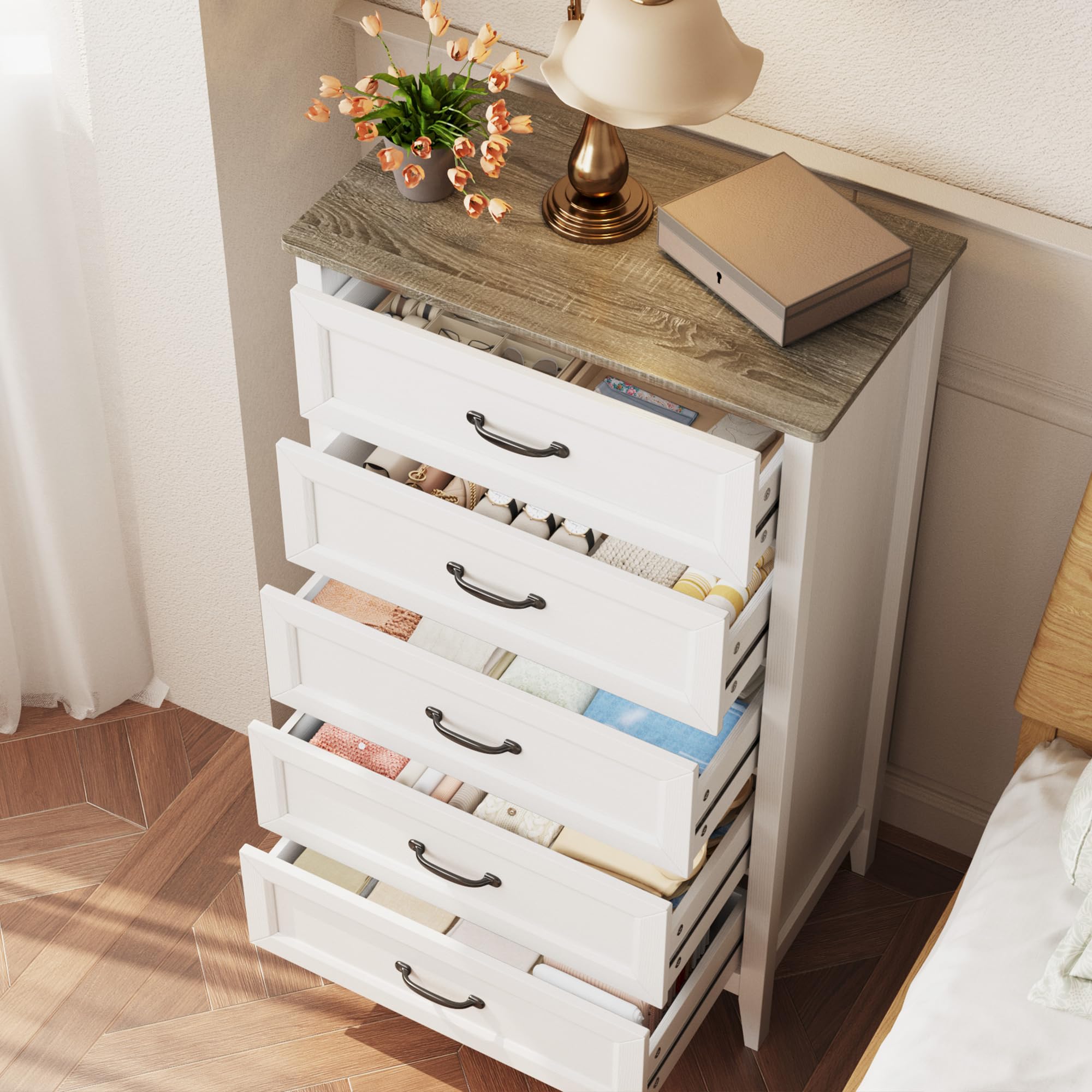 5 Drawer Wood Chest of Drawers