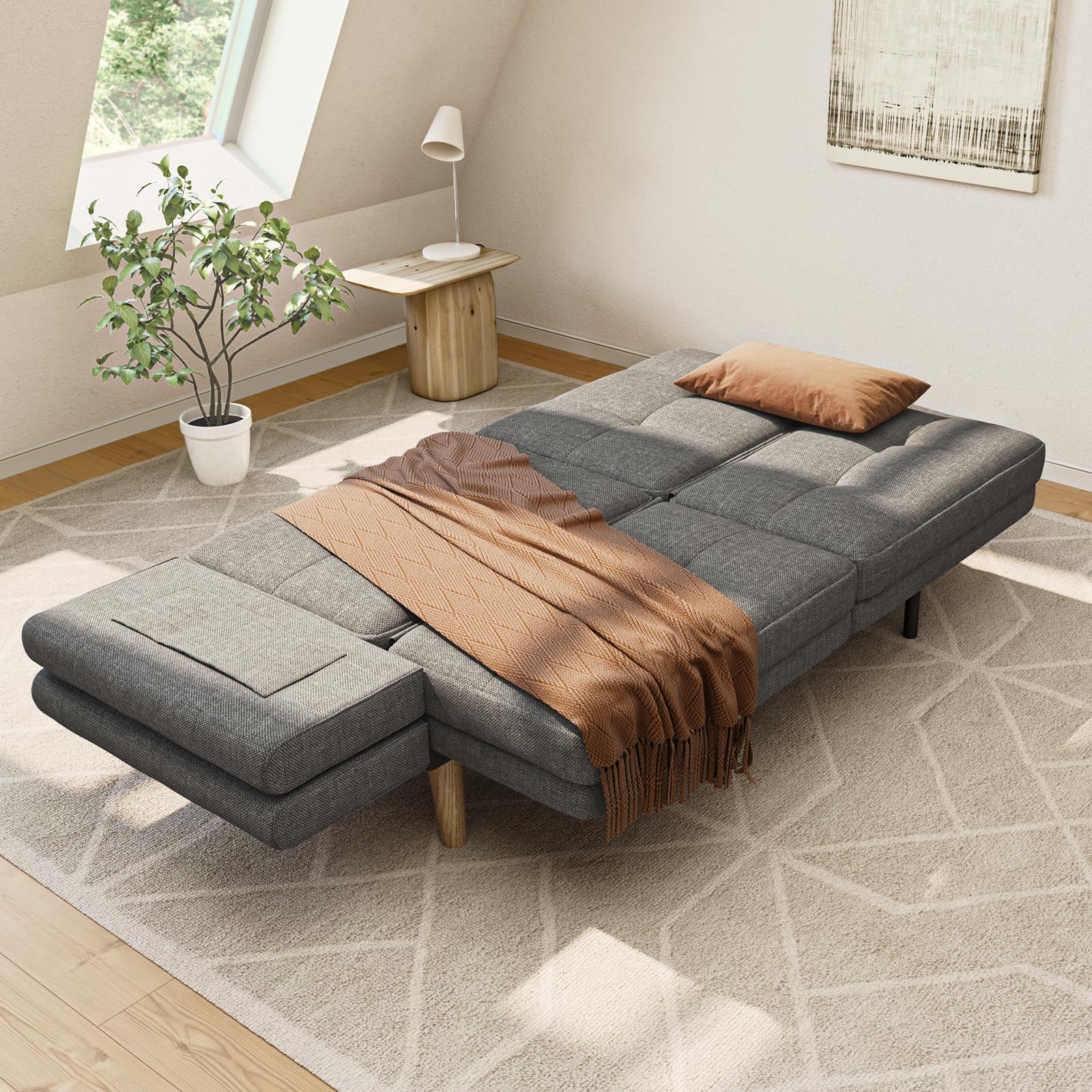 70.9" Futon Sofa Bed with Adjustable Backrest
