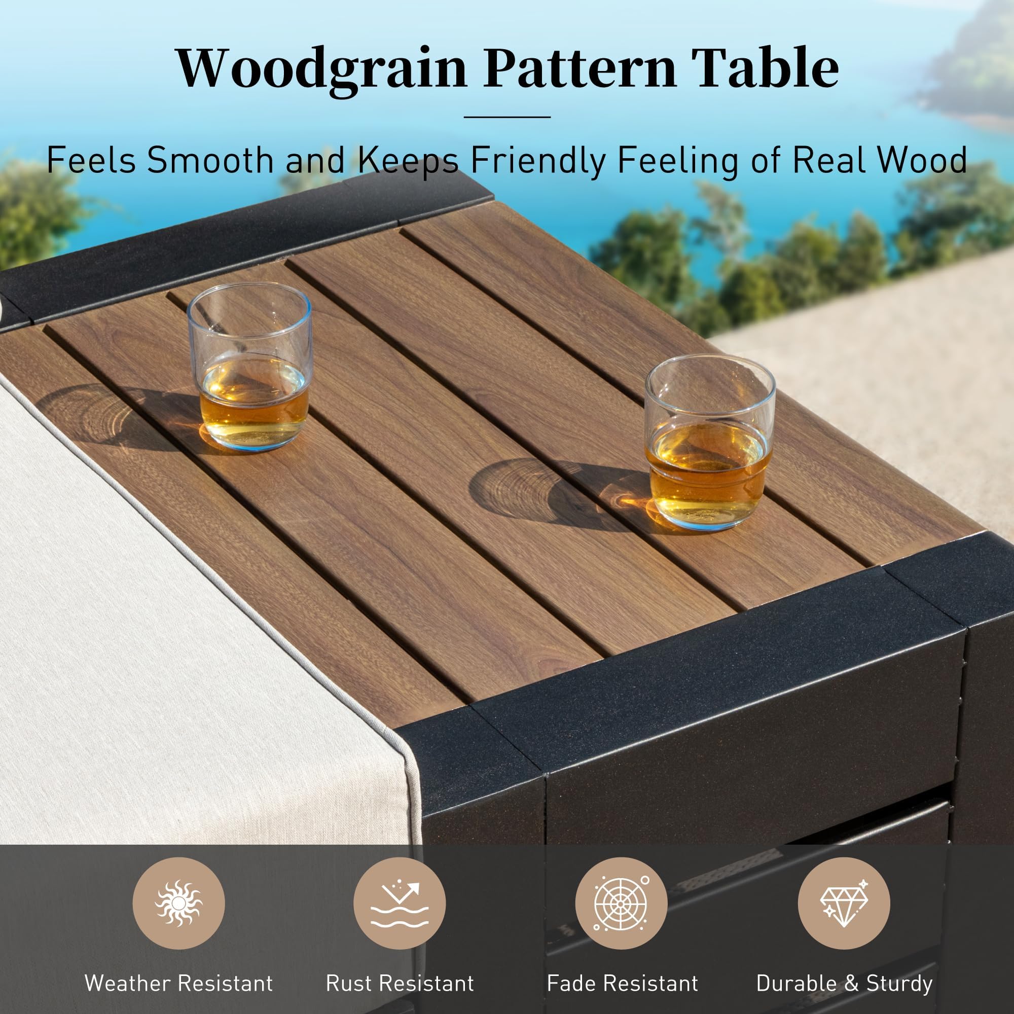 SUNSHINE VALLEY Upgraded 6-Piece Metal Patio Furniture Set with 5.9" Thick Cushion, Outdoor Sectional Furniture Conversation Set with Coffee Table & Side Table, Patio Modular L Shape Sofa for Backyard