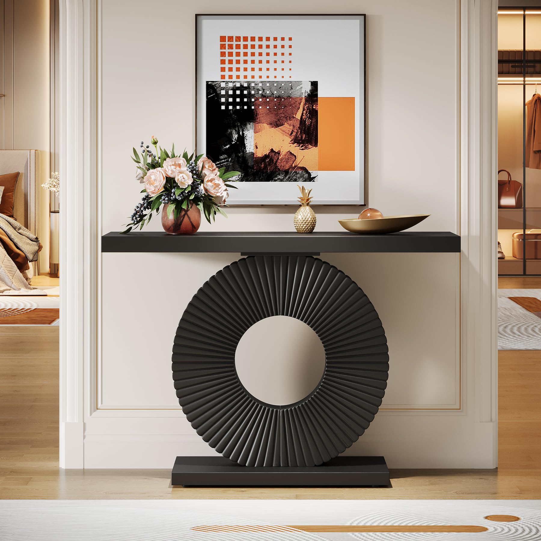 Modern Entryway Console Table with Geometric Base