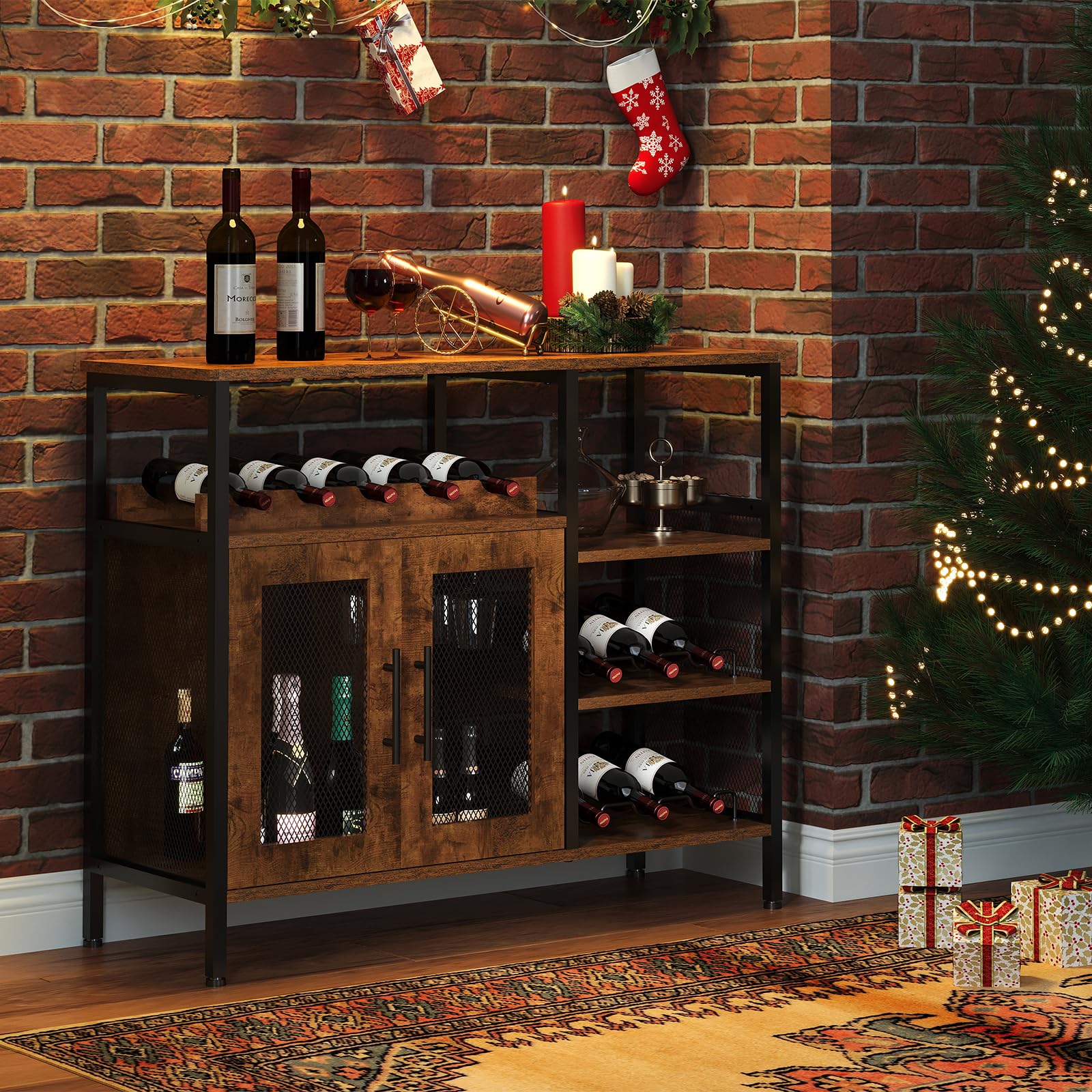 Wine Bar Cabinet with Glass Holder