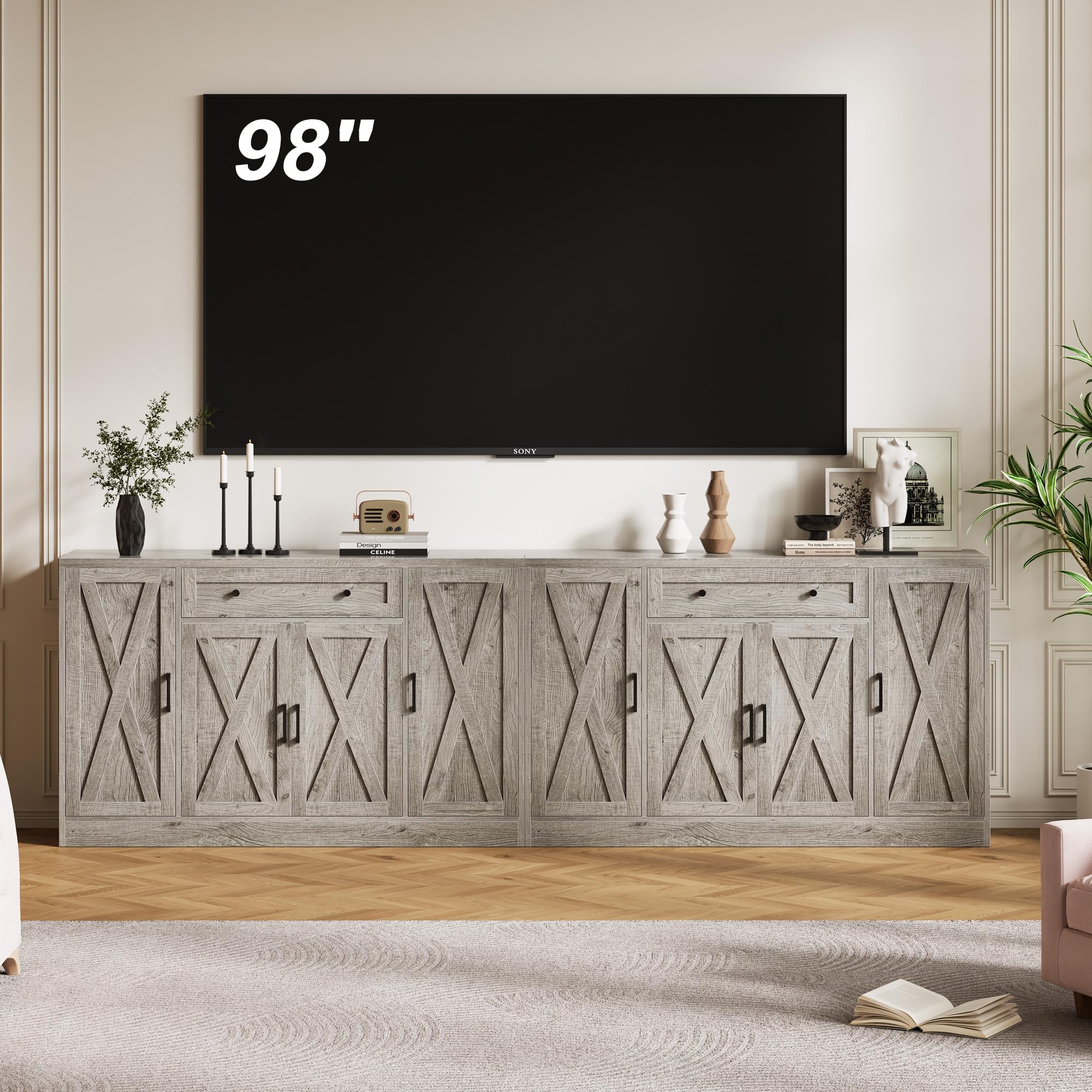 55 Inch Buffet Cabinet with Storage and Drawer