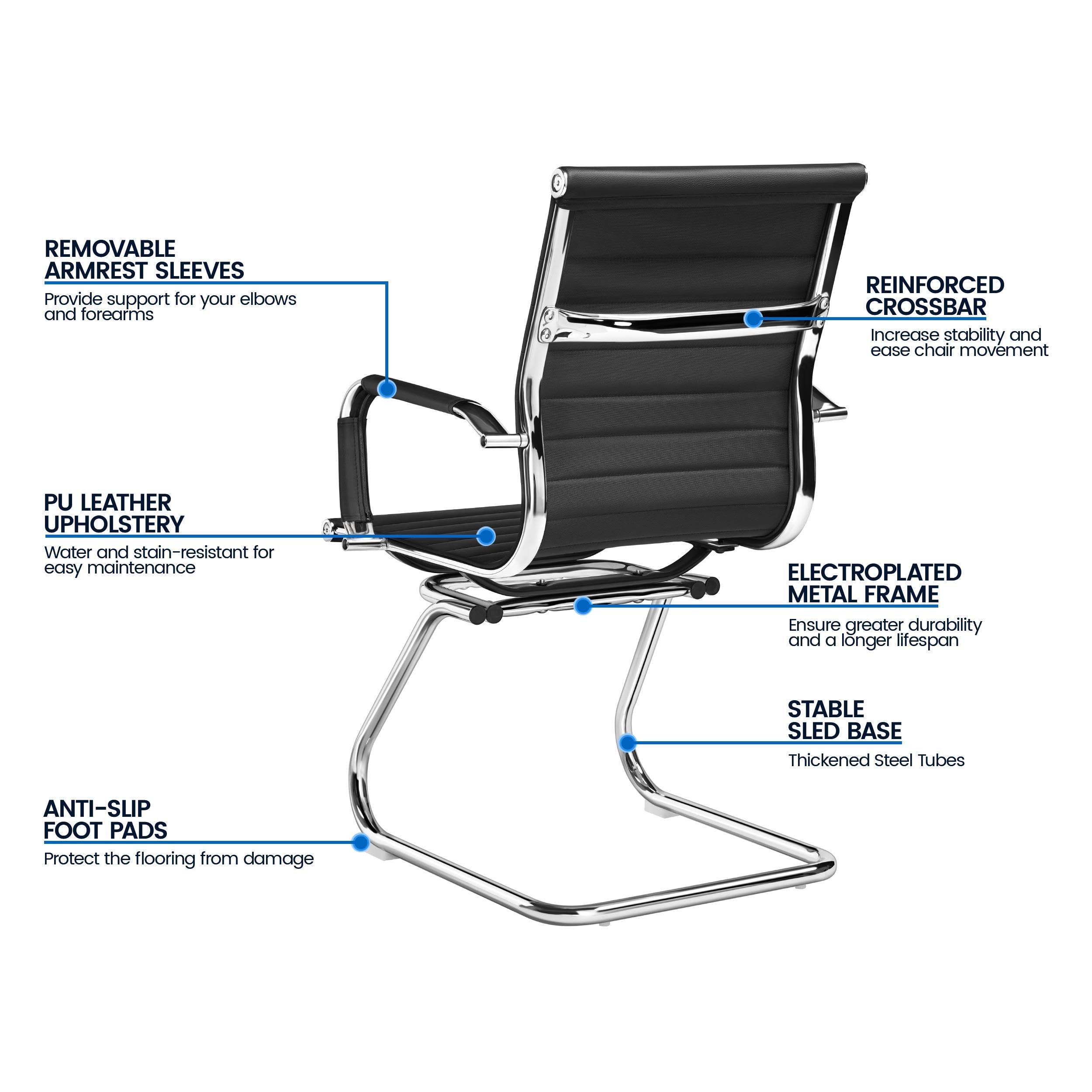 Faux Leather Office Reception Chair Set of 2