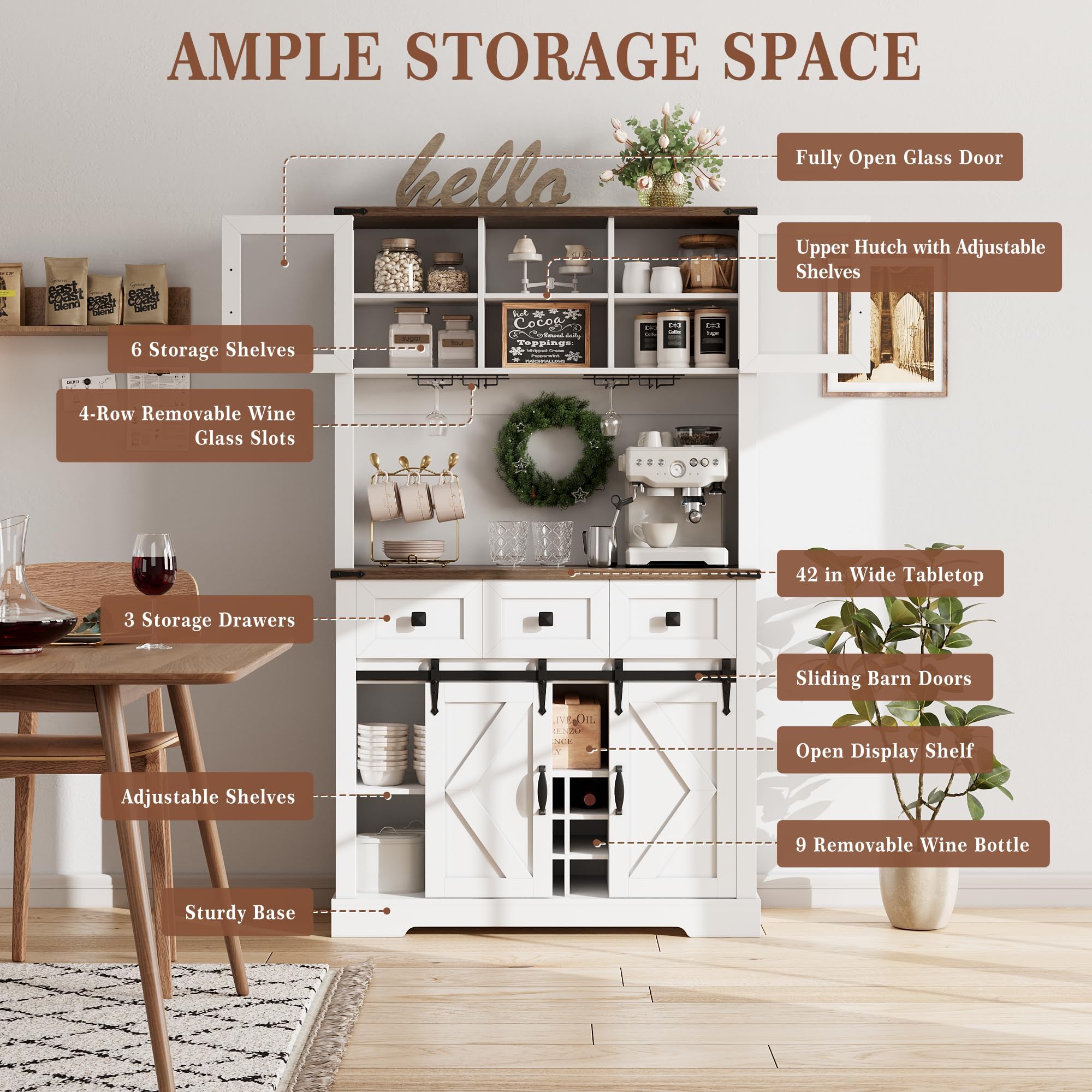 Farmhouse Bar Cabinet with Sliding Barn Door