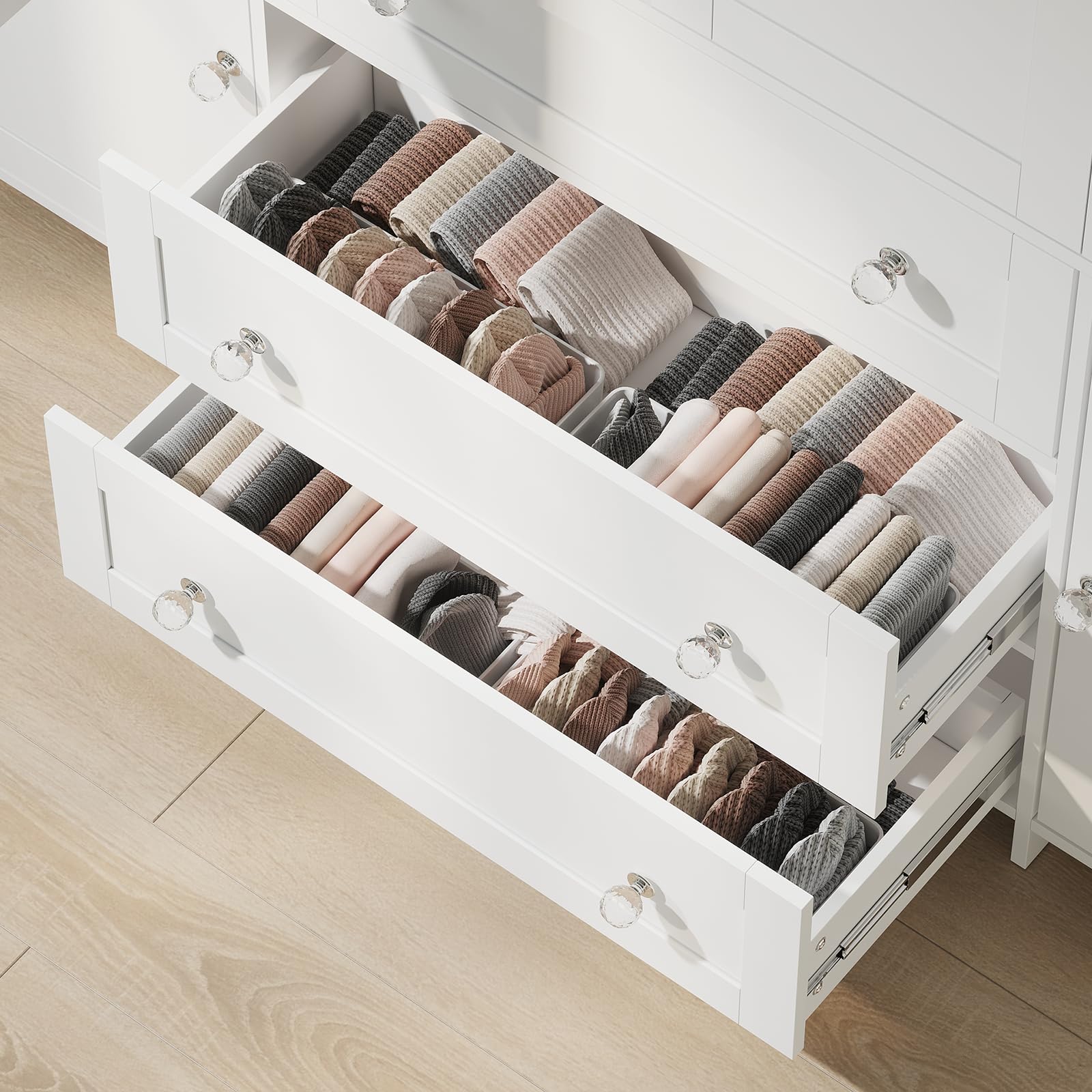 71" Armoire Wardrobe Closet with Drawers and Mirror