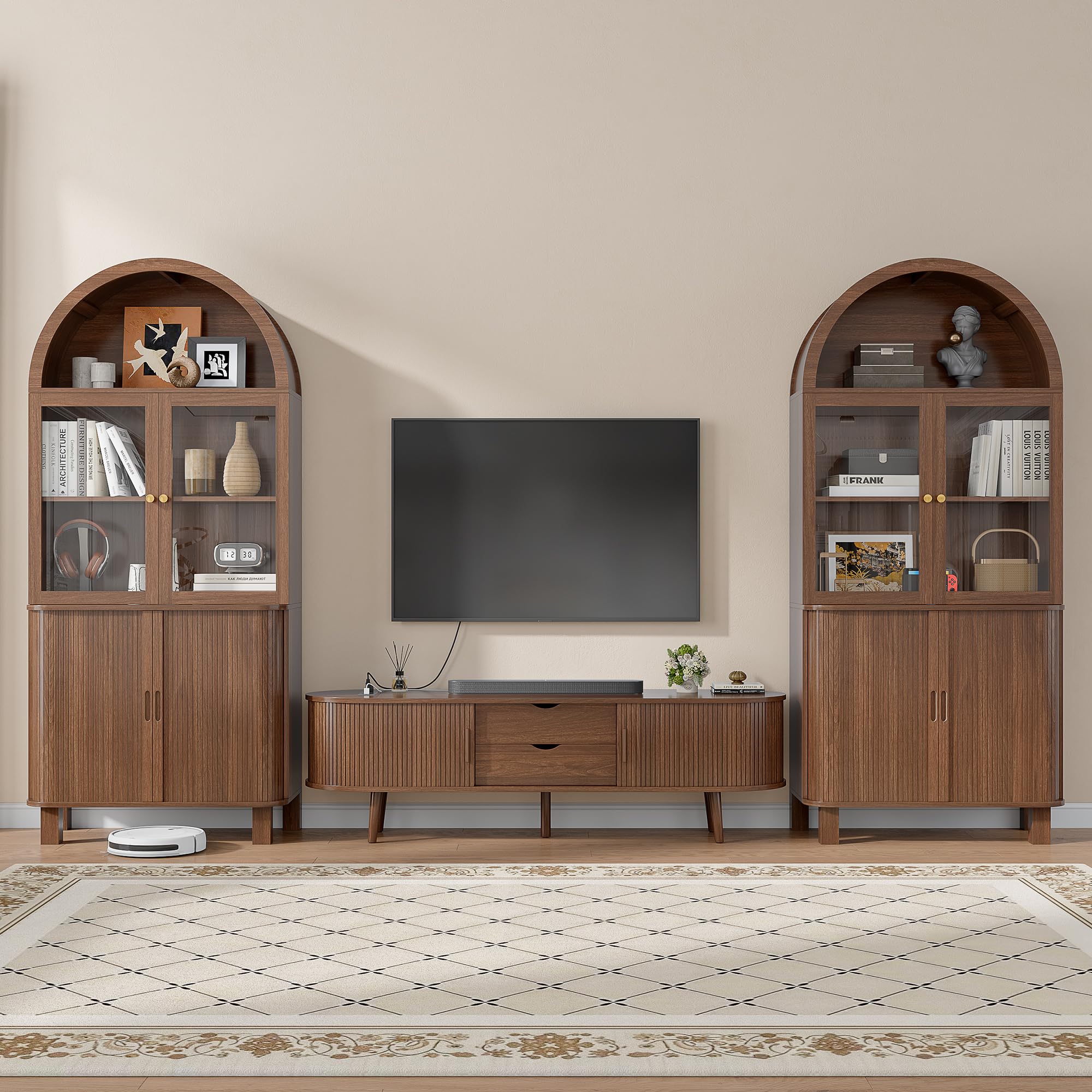 Tall Kitchen Pantry Storage Cabinet with Sliding Door