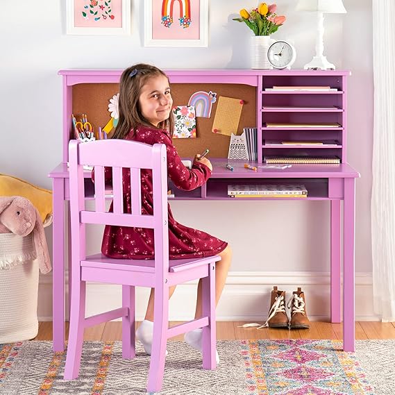 Kids Media Desk and Chair Set with Storage
