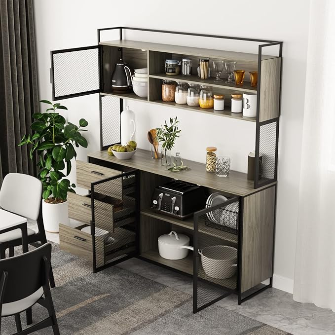 Kitchen Hutch Pantry Cabinet with 6 Drawers