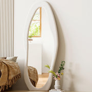 Wavy Full Length Mirror with Flannel Frame