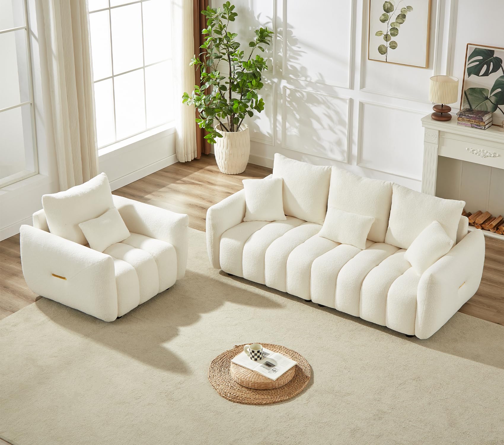 3-Piece Teddy Sofa Set - 2 Chairs & Oversized 3-Seater Couch
