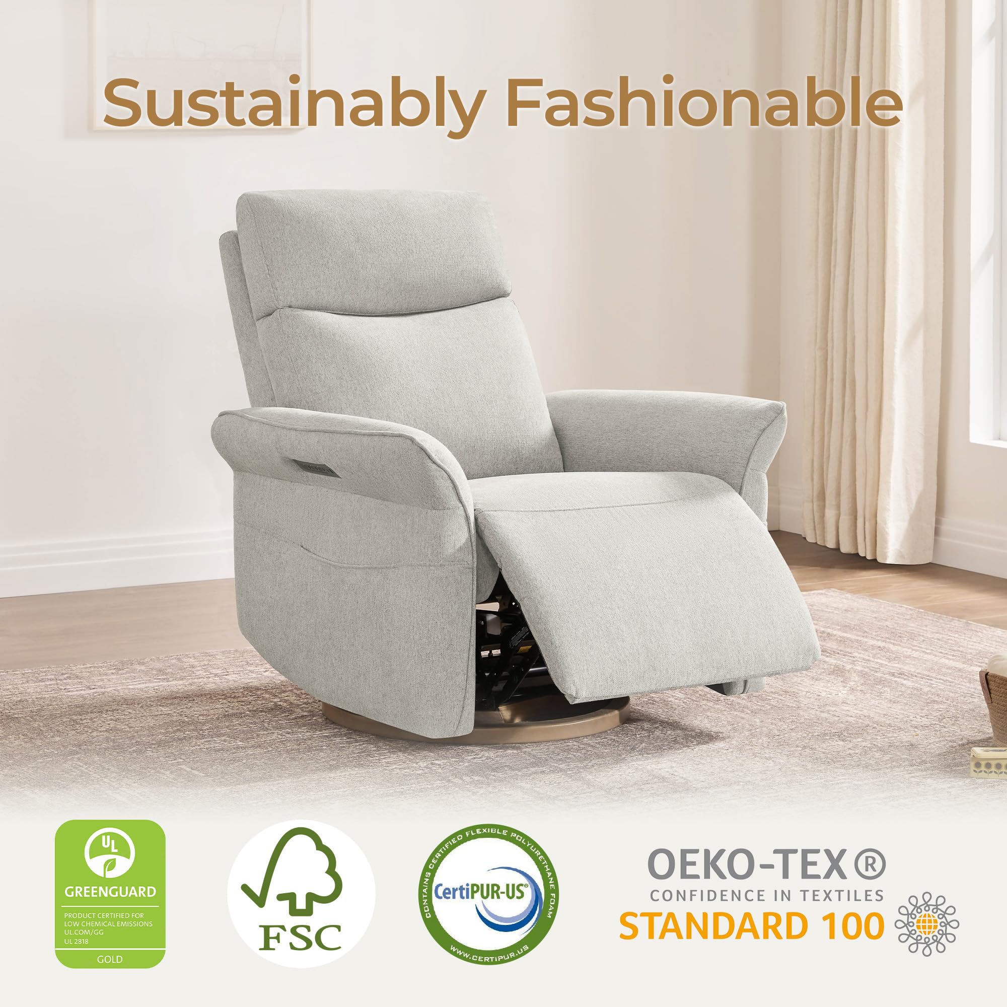 Triple-Motor Power Swivel Nursery Glider Recliner
