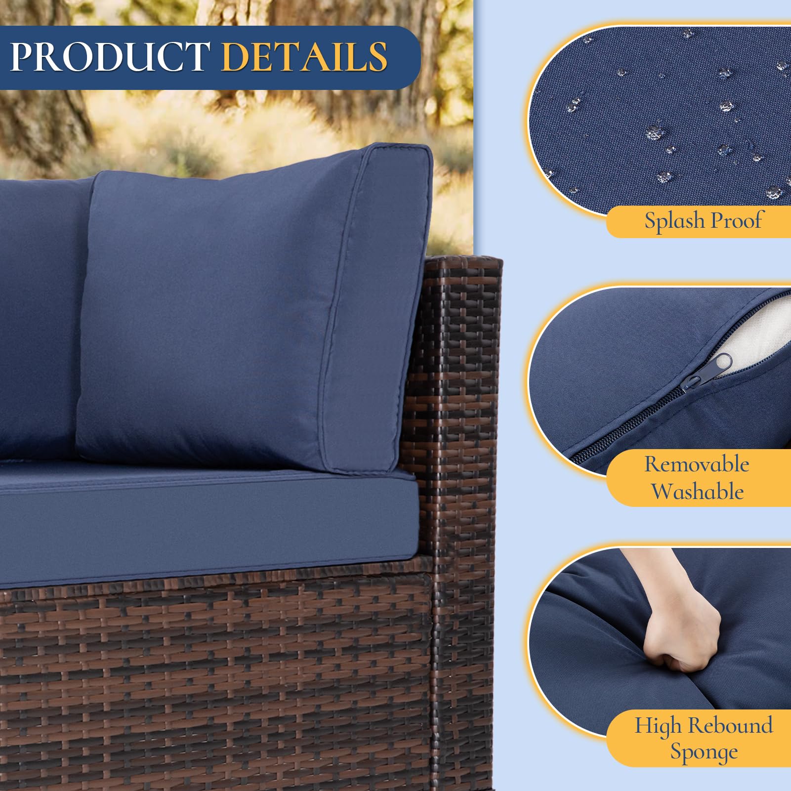 8 Piece Patio Furniture Set with Fire Pit Table