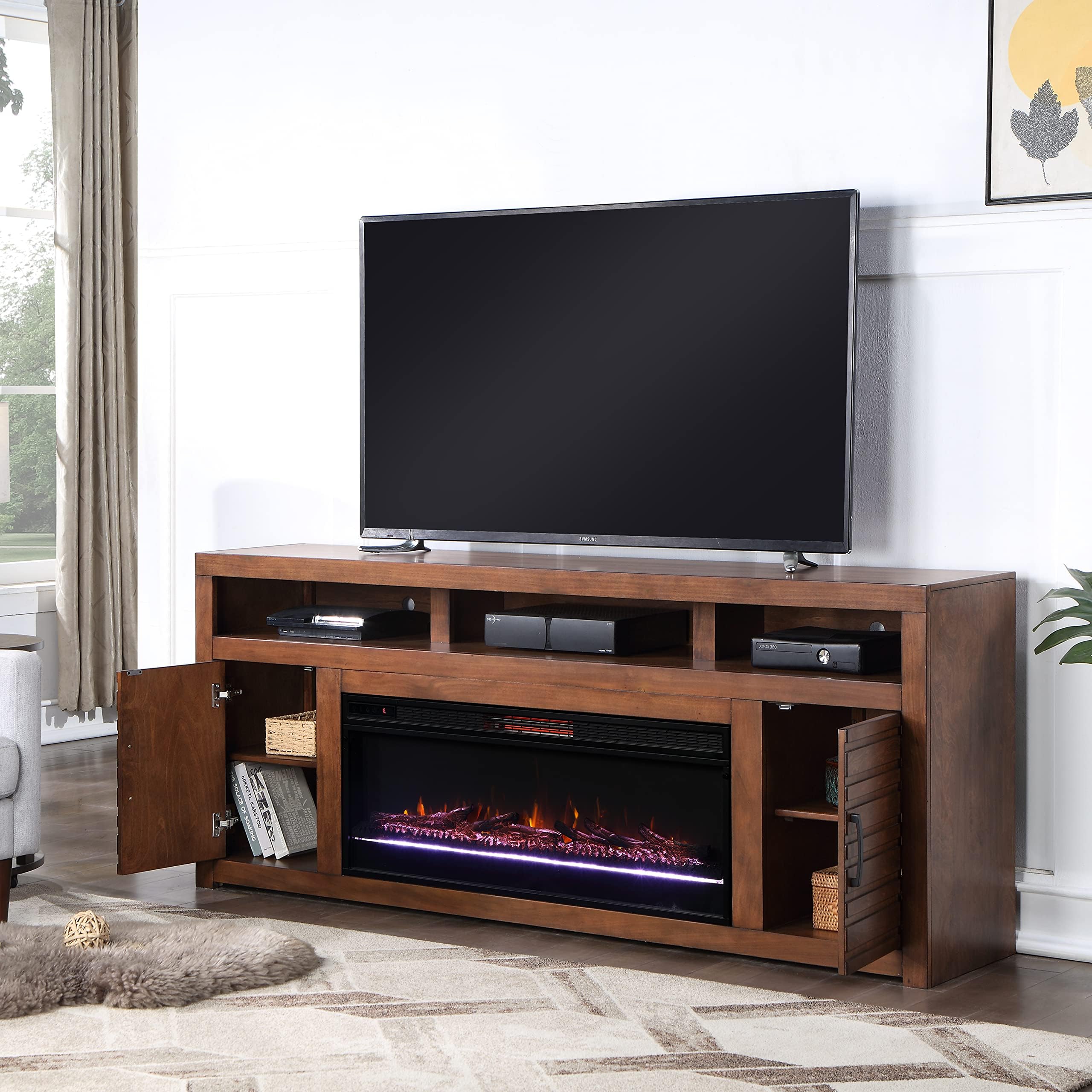 78" Electric Fireplace TV Stand with Storage
