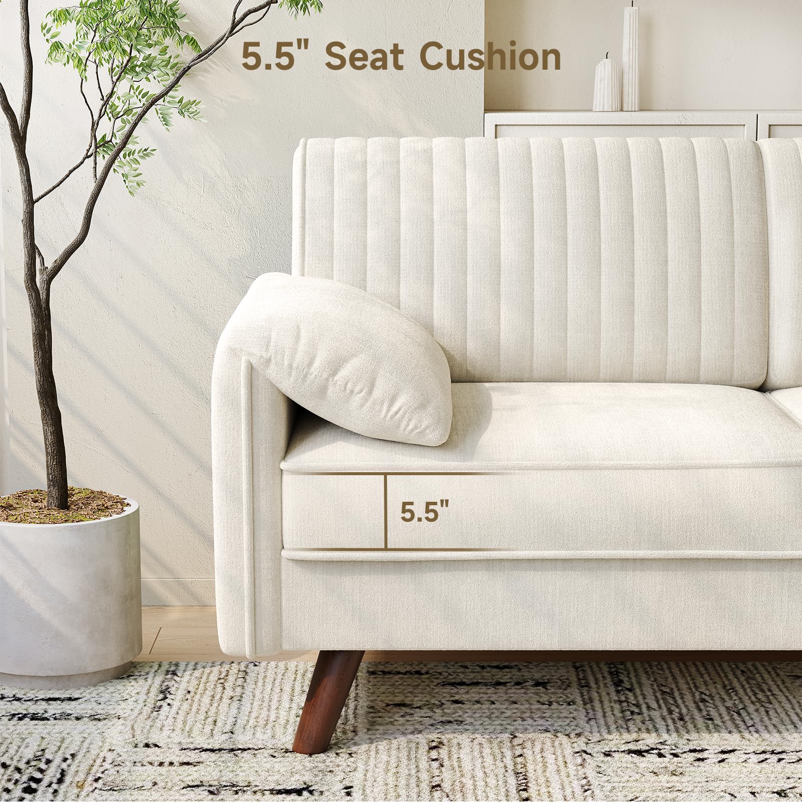 64.5" Chenille Loveseat Sofa with Deep Seat