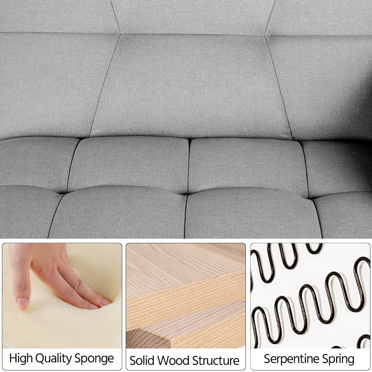 Convertible Sleeper Sofa Bed with Adjustable Backrest