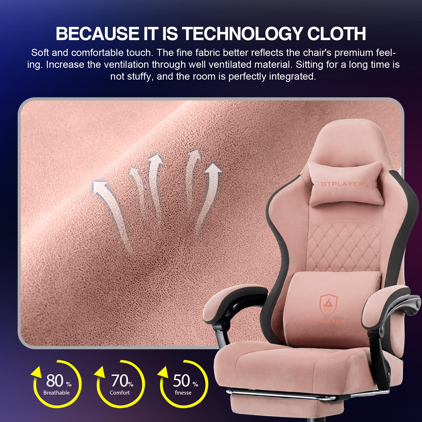 Gaming Chair with Pocket Spring Cushion and Footrest