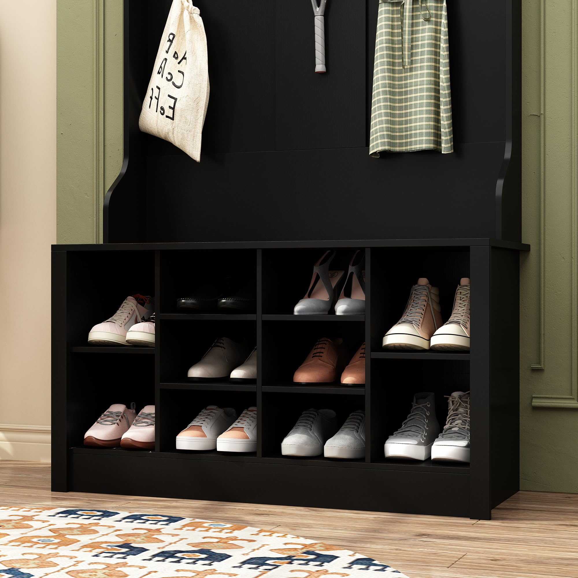 Modern Hall Tree with Storage Bench and Coat Rack
