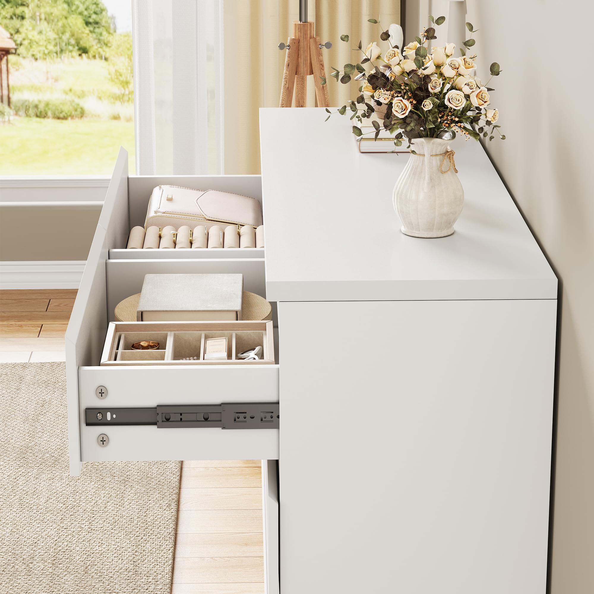 White 6 Drawer Dresser for Bedroom