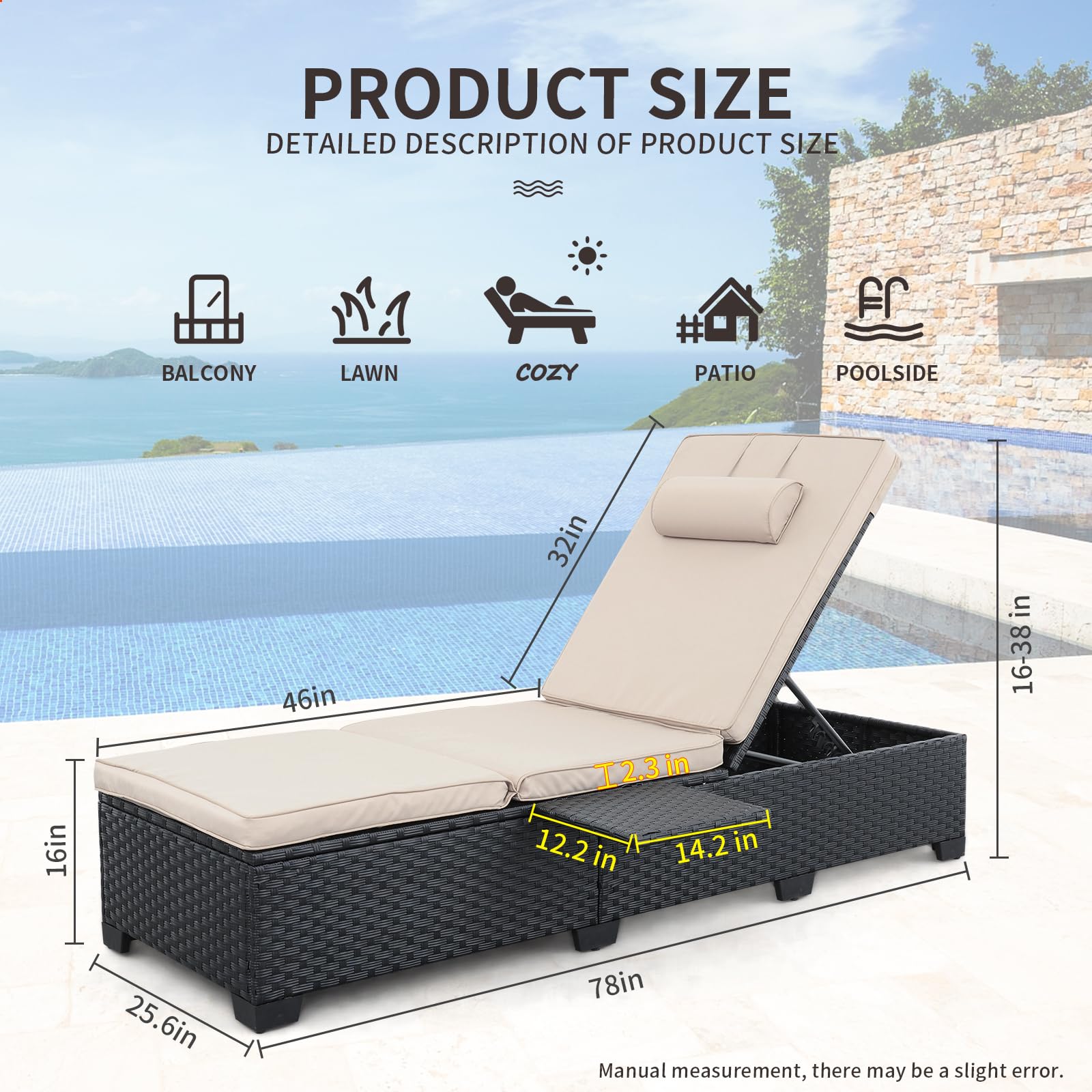 Outdoor Chaise Lounge Chairs Set of 2