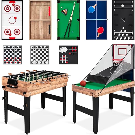 13-in-1 Combo Game Table Set with Ping Pong, Foosball, Basketball, Air Hockey