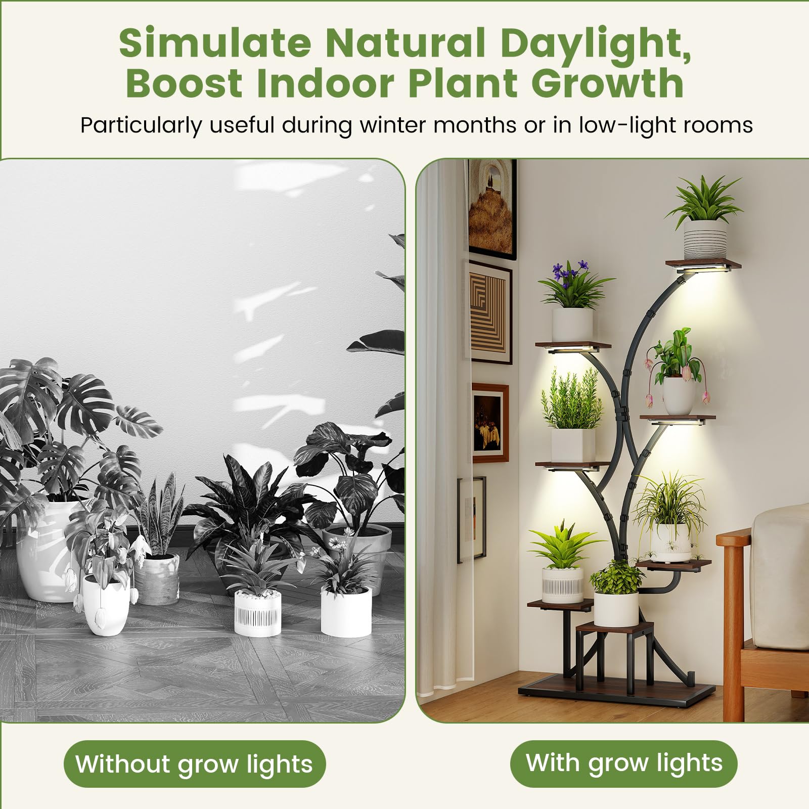 8-Tier Corner Plant Stand with Grow Lights