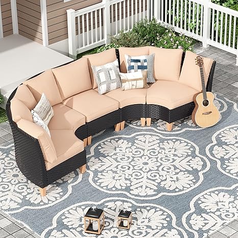 7 Piece Outdoor Sectional Furniture Set with Cushions
