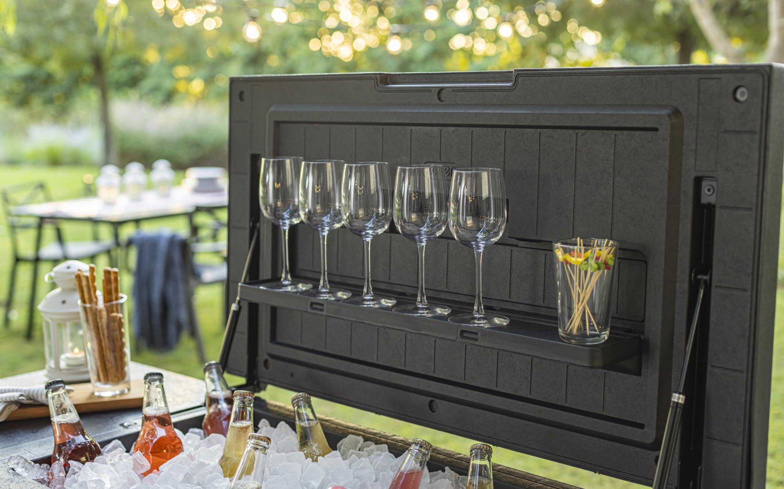 Outdoor Rolling Patio Cooler Cart with Bottle Opener