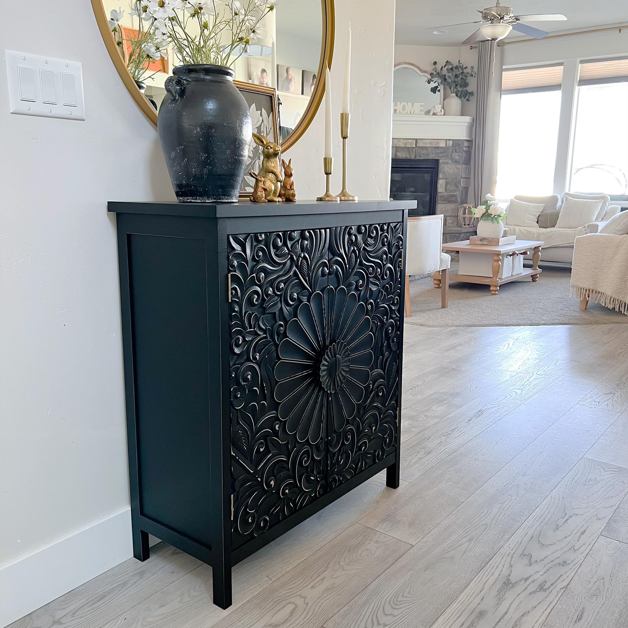 Black Accent Cabinet with Doors