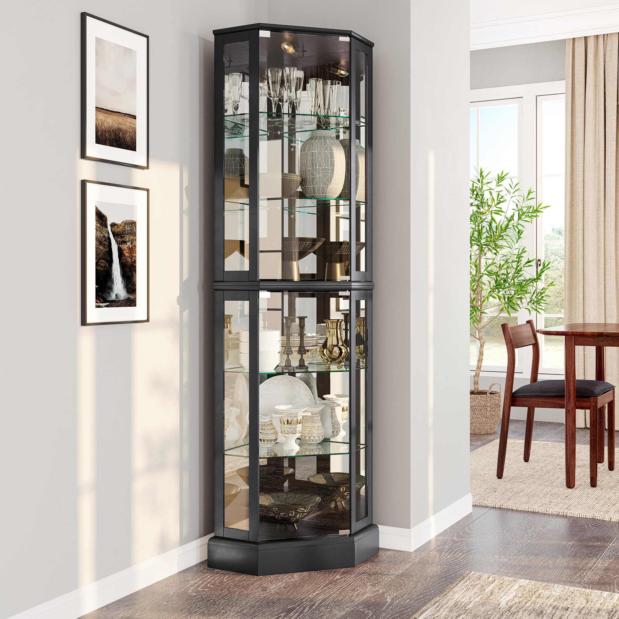 Corner Curio Cabinet with Glass Doors