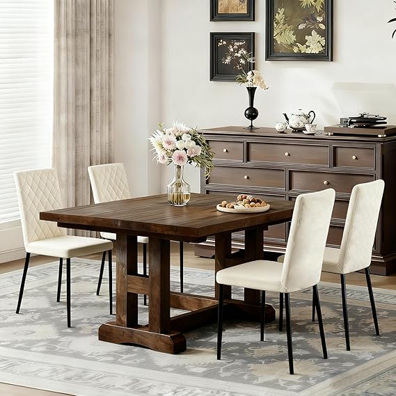 Velvet Dining Chairs Set of 2 - Mid-Century Modern Upholstered Kitchen Chairs