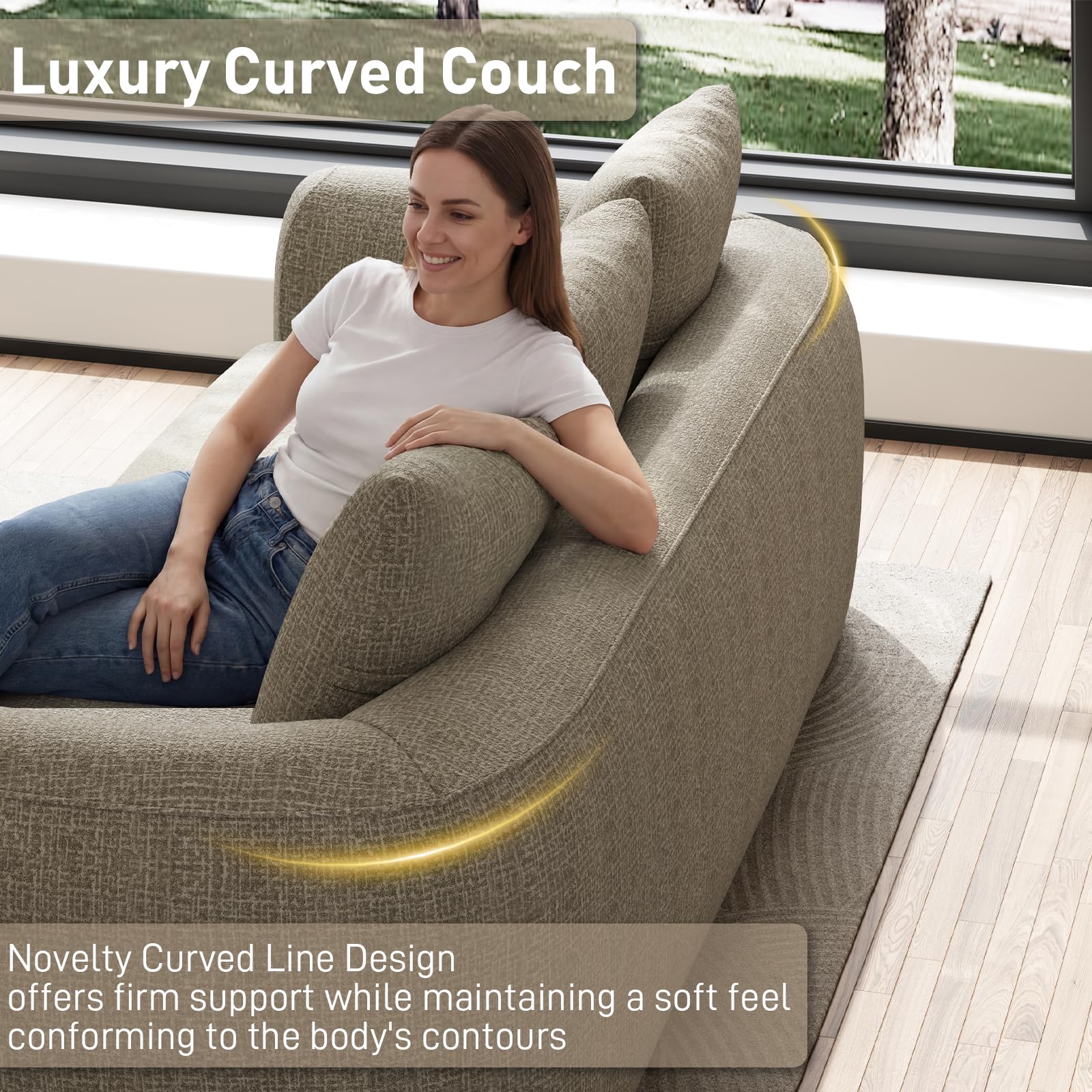 91" Curved Convertible Sofa Couch Bed