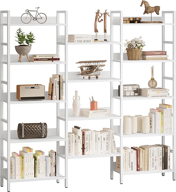 Triple Wide Industrial Bookshelf 5-Tier Storage