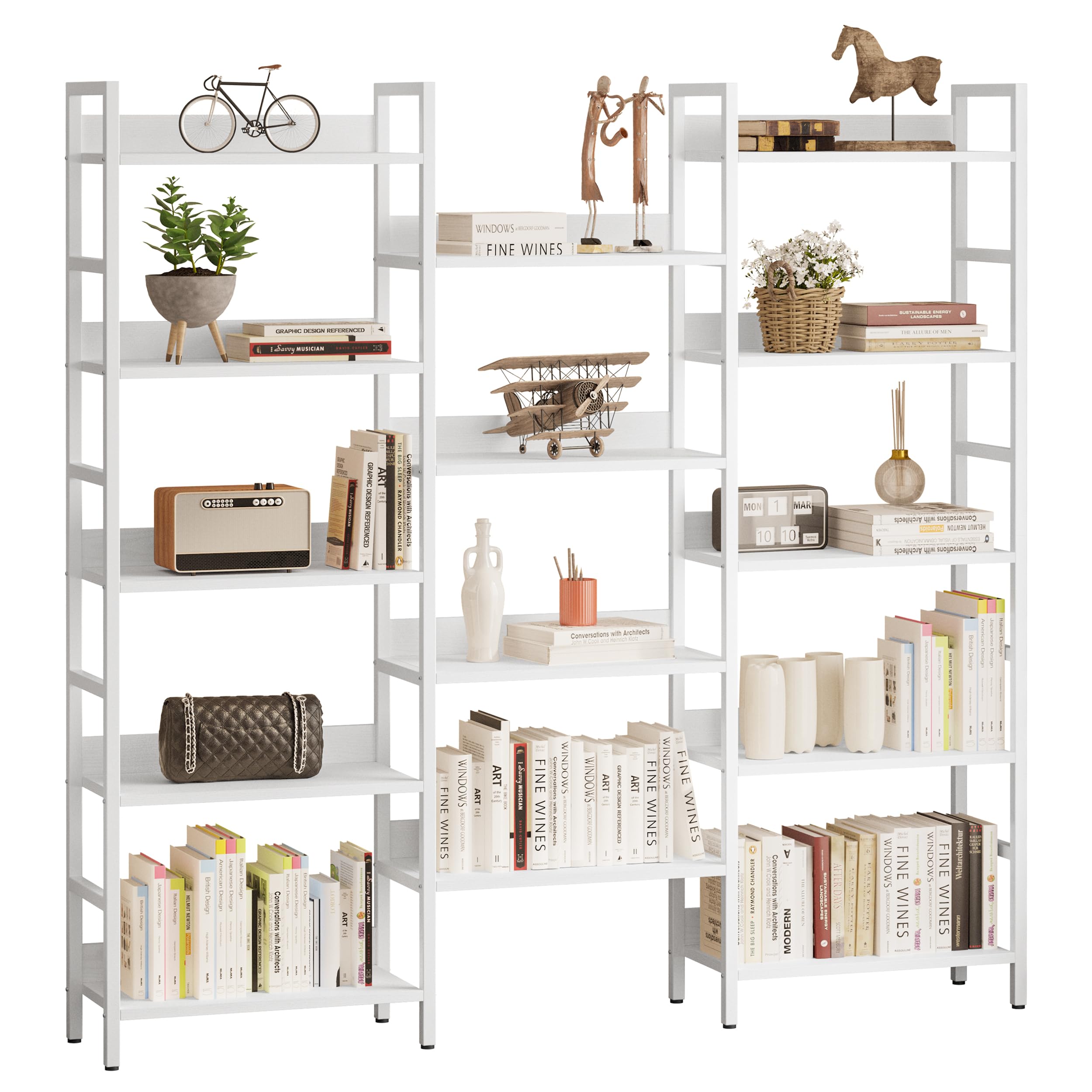 Triple Wide Industrial Bookshelf 5-Tier Storage