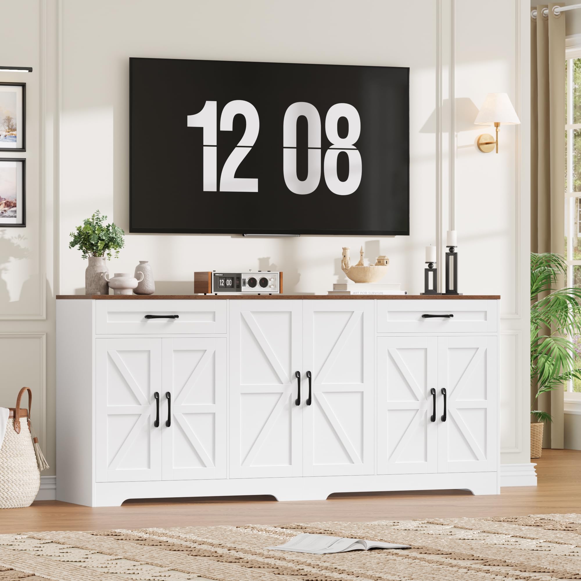71" Farmhouse Sideboard Buffet Cabinet with Storage