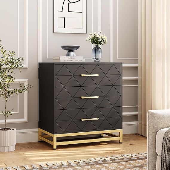3-Drawer Wooden Dresser for Bedroom Storage