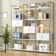 73.6" Tall Bookshelf with 3 Drawers and 16 Storage Shelves