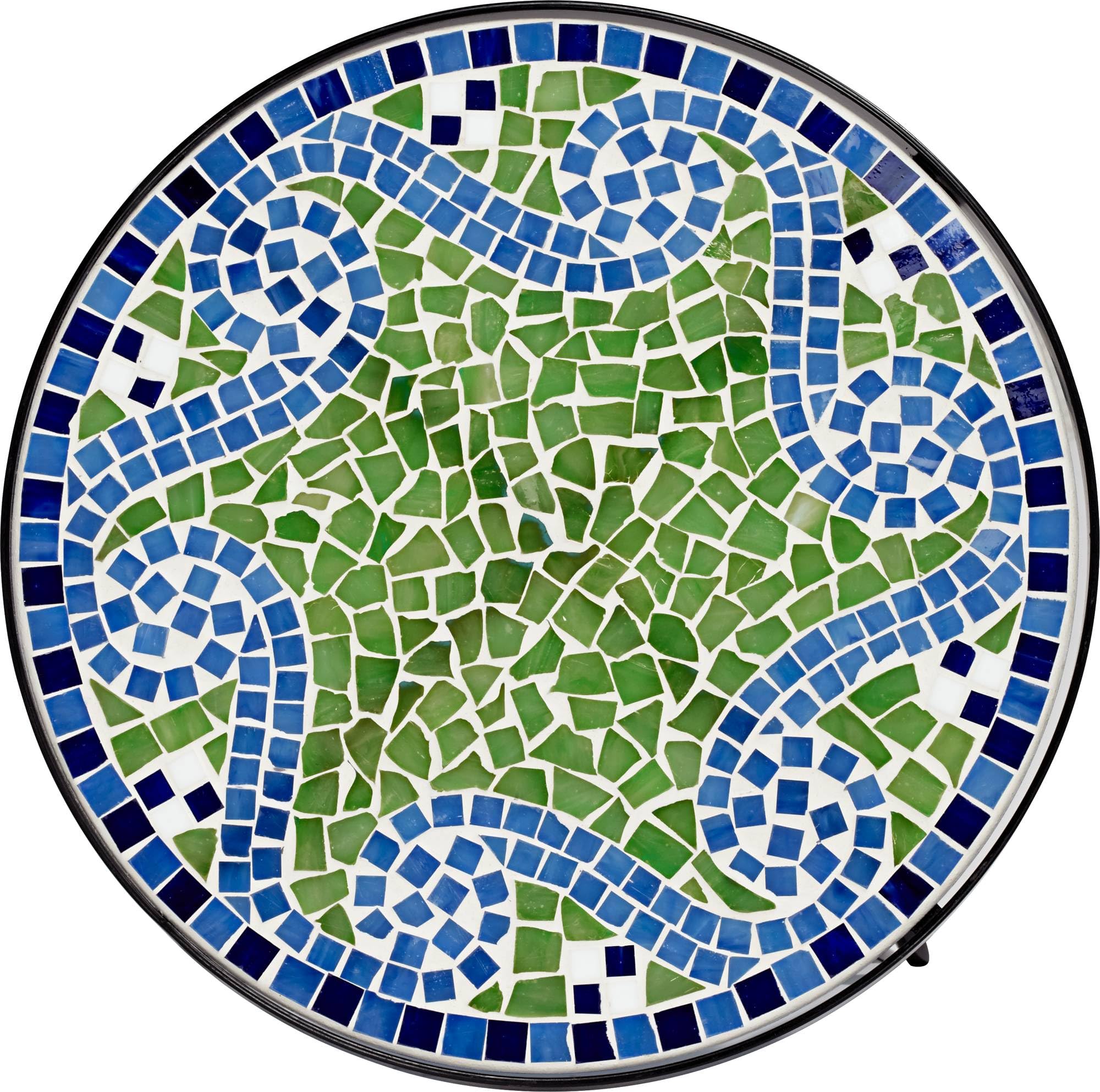 Ocean Wave Mosaic Round Outdoor Accent Tables Set of 2