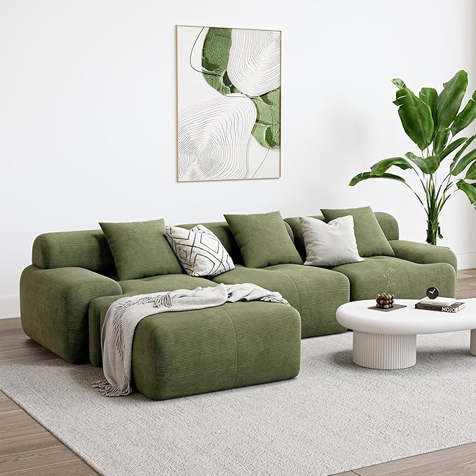 118" Modular Sectional Sofa L-Shaped with Ottoman