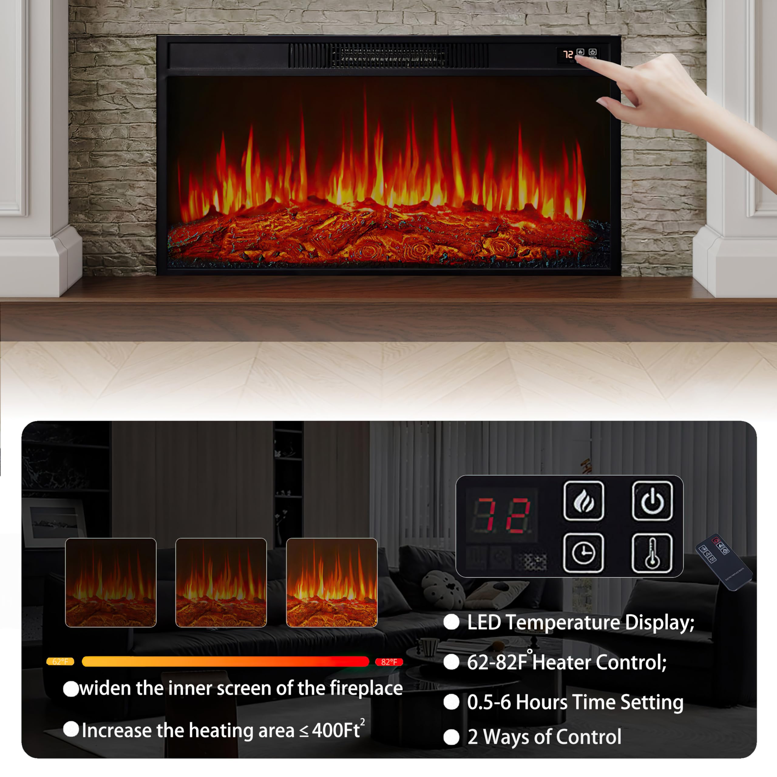 60" Electric Fireplace TV Stand with Mantel