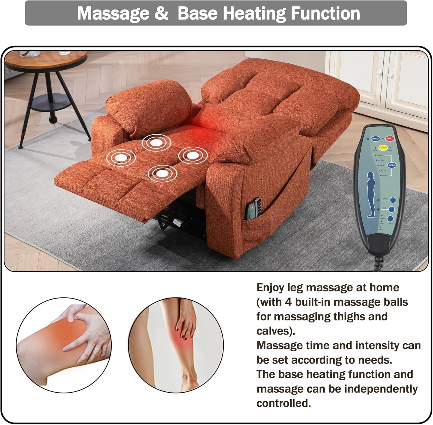 Power Lift Recliner Chair with Massage and Heat