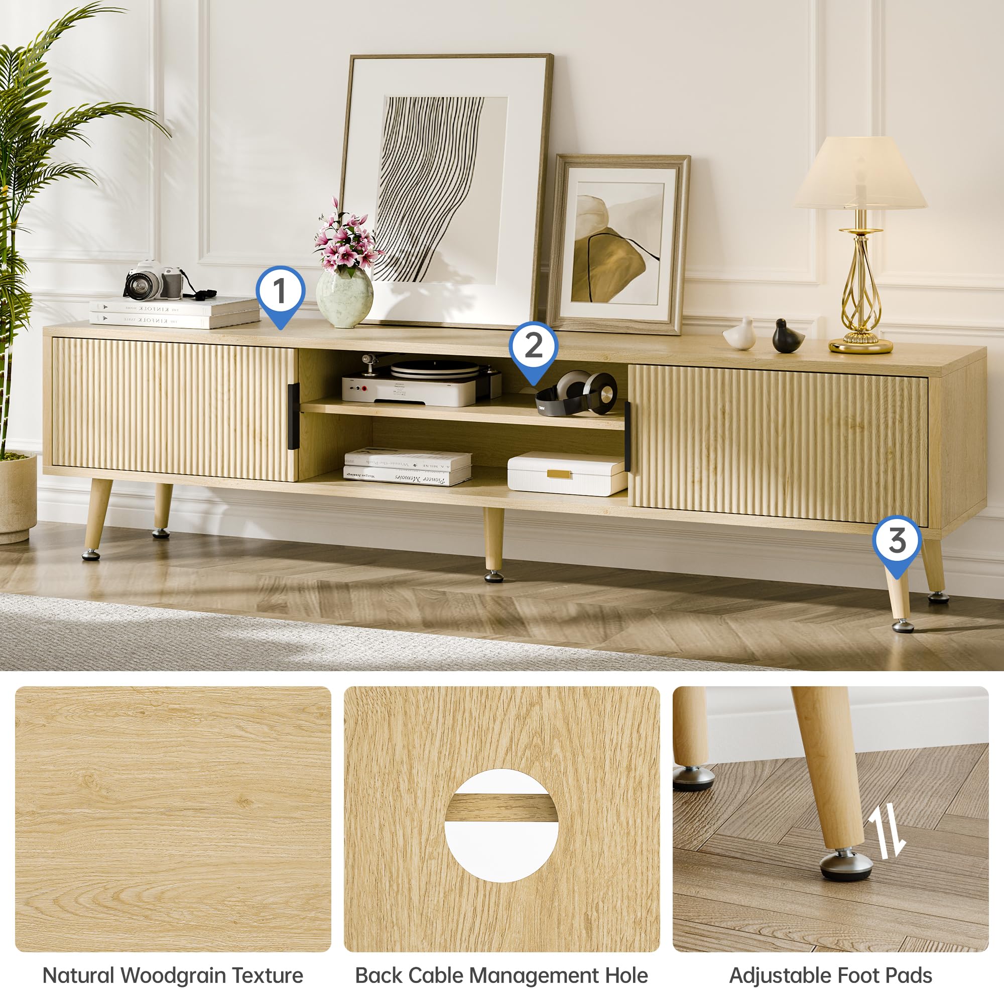 Mid Century TV Stand for TVs up to 70 Inches