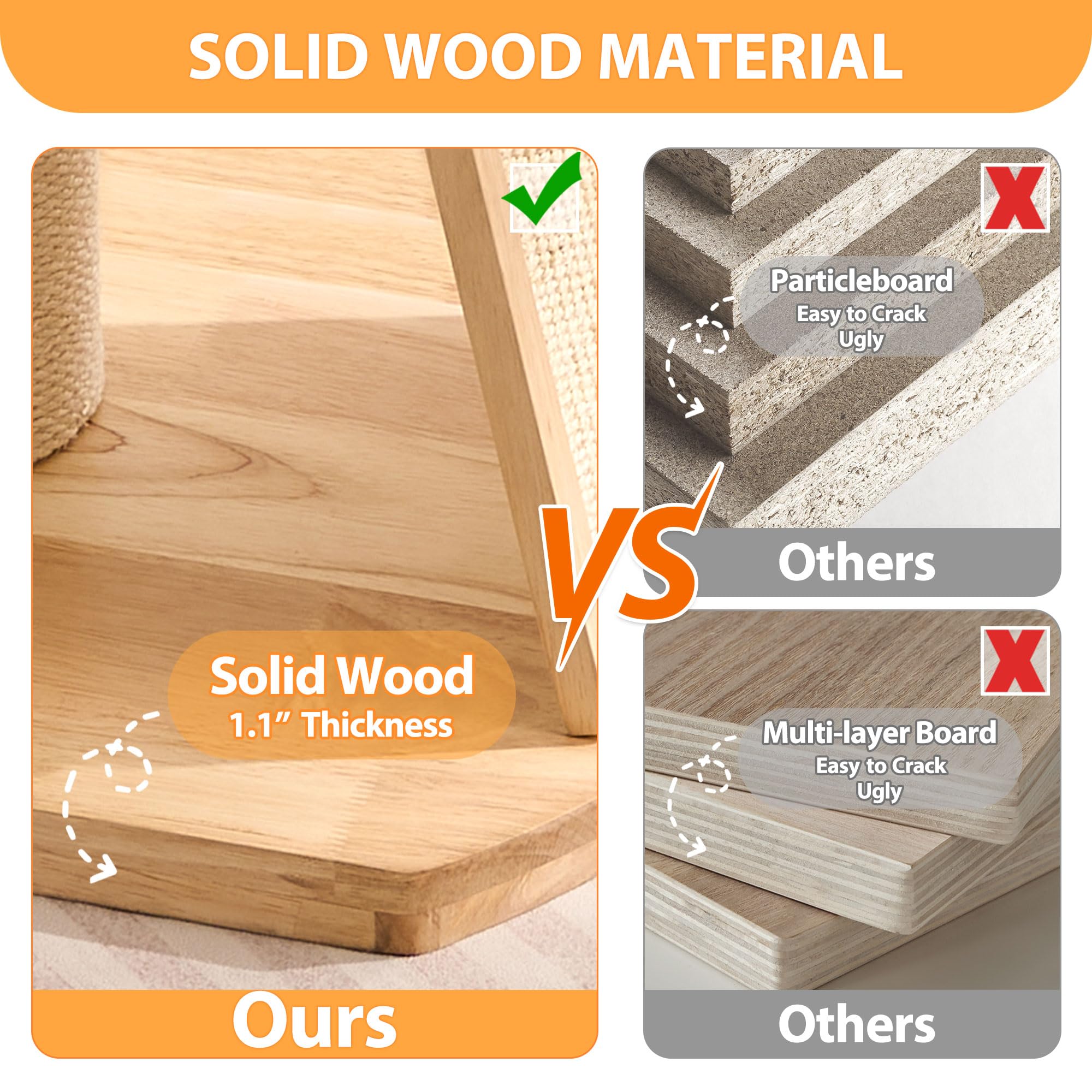 Solid Wood Cat Tree Tower with Scratching Post - 27 Inch