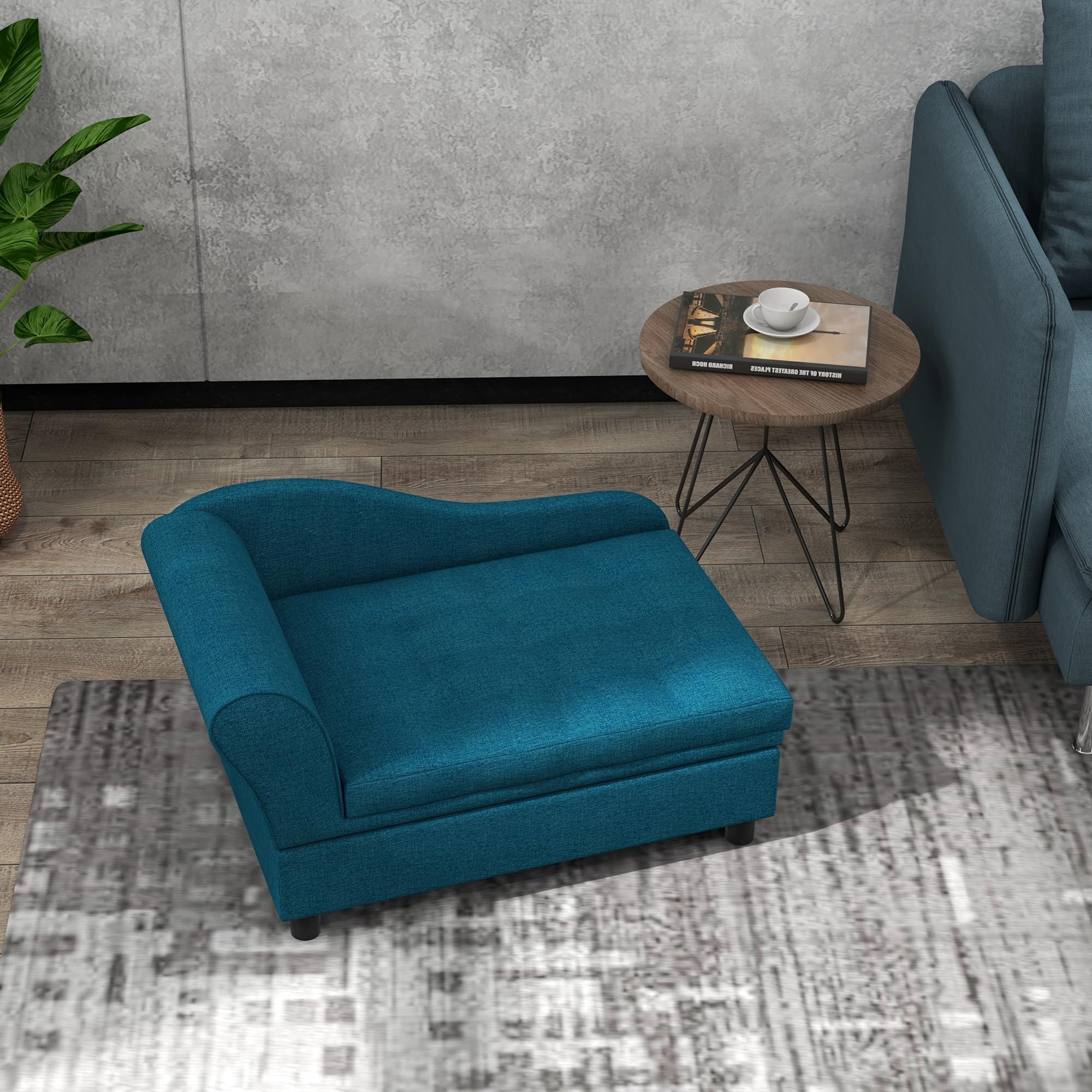 Elevated Pet Sofa with Hidden Storage and Tufted Cushion
