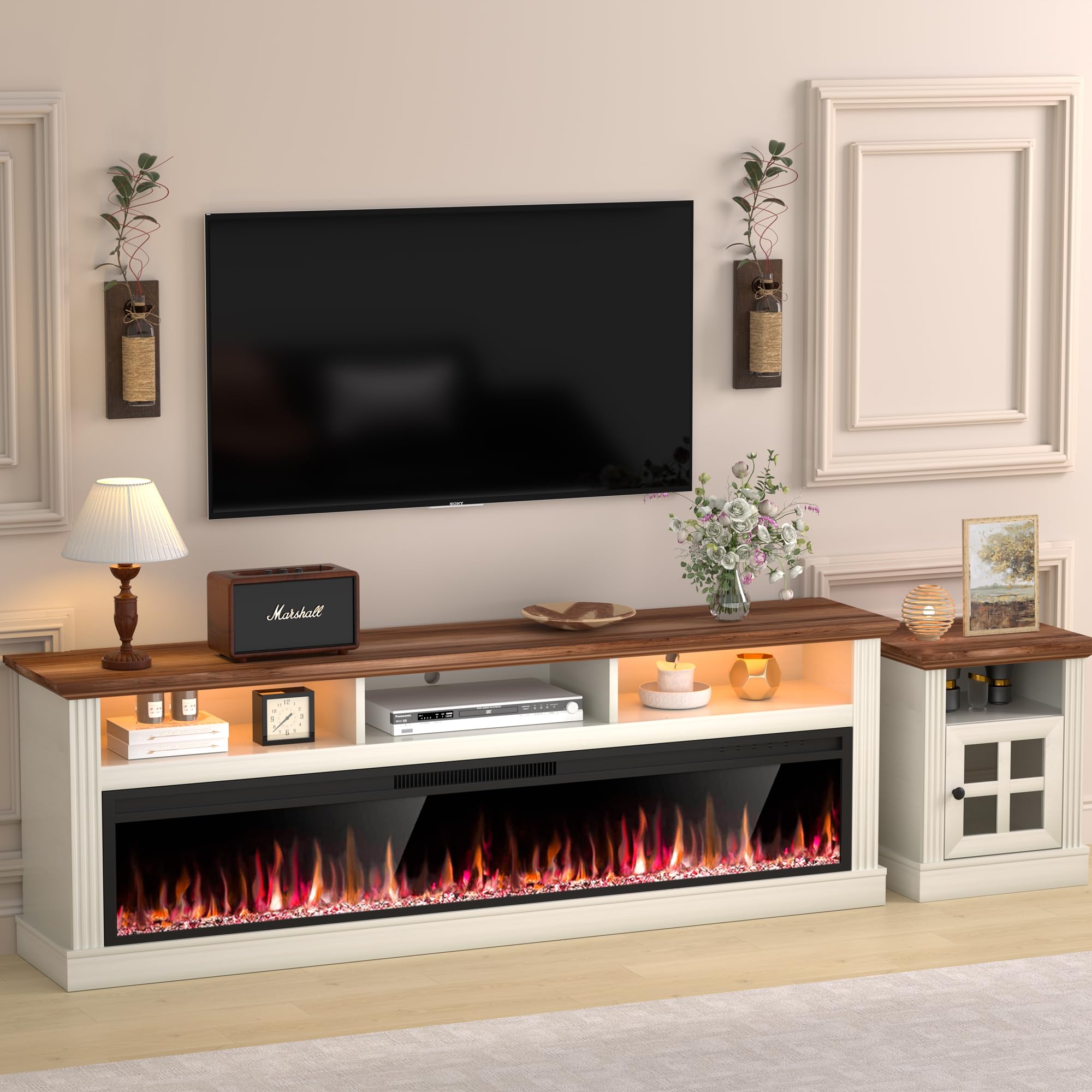 58" Fireplace TV Stand with Electric Fireplace