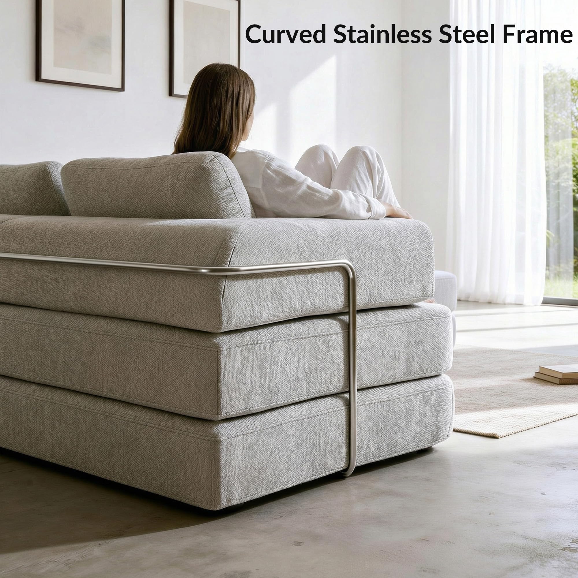 104" Modular Sofa Bed - 8-in-1 Convertible Sectional Couch with High Resilience Sponge