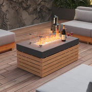 4-Piece Modular Teak Outdoor Sofa Set with Fire Pit