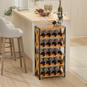 20 Bottle Wine Rack Freestanding Floor with Wood Top