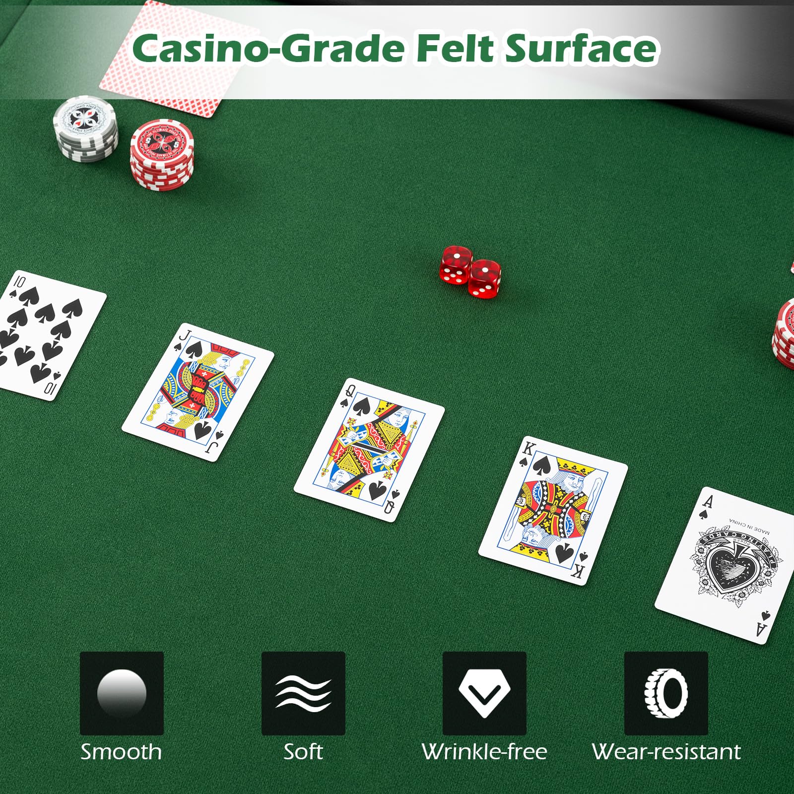 10-Player Oval Poker Table Top with Cup Holders